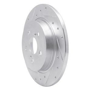 Toyota Corolla Brake Rotor (1) - Rear Left - R1 Concepts - Drilled & Slotted - Silver - `09-`15